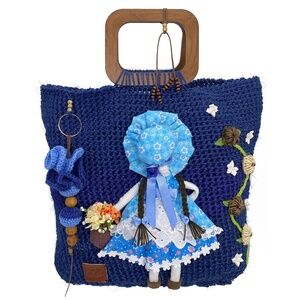 Beautiful Handcrafted Patchwork Tote Bag in Fique Raffia Palm JACKYCO HANDBAG CO